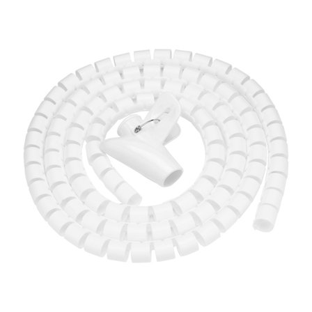 Fleksibel organizer Kabelvikler Ledningsbeskyttelse Ledningsoppbevaring Hvit 1,5 m * 16 mm