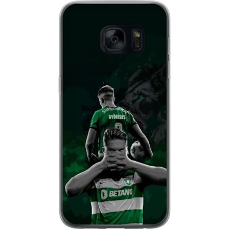 Yhteensopiva Puhelinkuori Samsung Galaxy S7 Neonmotiivi, jossa teksti "Gaming is in my DNA" sinisenä ja punaisena tiiliseinällä, jossa loistava DNA-sp