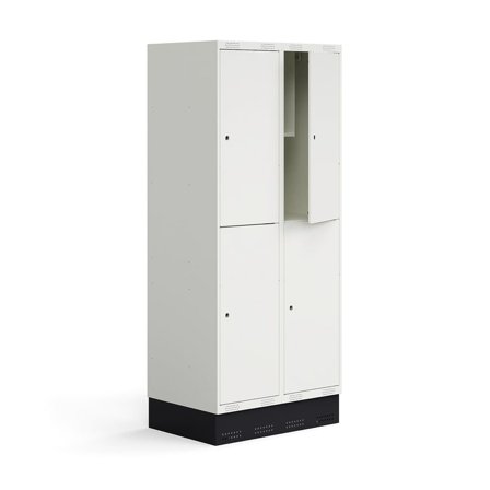 Elevskap ROZ, 2 seksjoner, 4 rom, inkl. sokkel, H1890 B800 D550 mm, hvit