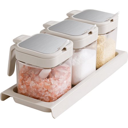 Sarja maustepurkkeja Läpinäkyvä maustepurkki Lasinen suolapurkki Lasinen säilytys Valkoinen Pieni mauste