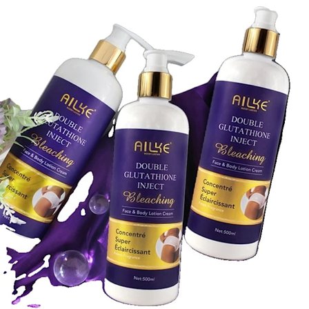 Upplysningsgivande Fuktgivande Kroppslotion, Passar för Svart & Mörk Hud, Stor Flaska med Pump, 3 Glutathione Lotion