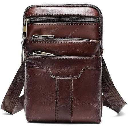 Herre skinntelefon pung skulder veske. Telefonklips belteveske. 6,5"