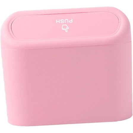 F Fityle Mini Bil Papperskorg - Tryck-Typ Skräp Organisatör med Lock, Bärbar Bil Avfallsbehållare, Rosa