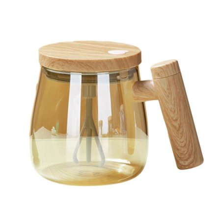 Elektrisk Hurtigmiksende Kop Kold- og Varmebestandig Selvrørende Glas Krus Til Hjemmet 400ml