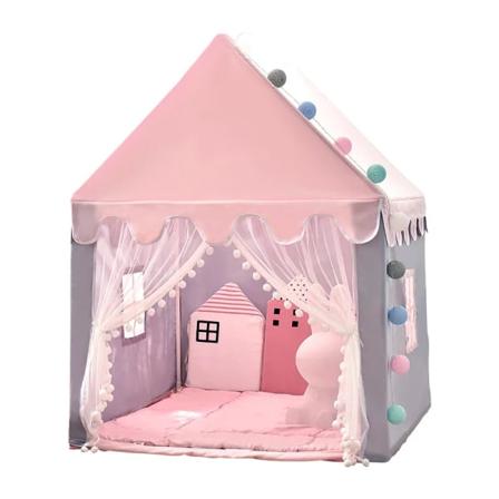 Stort leksakstält för barn 1,35 M skjul Vikbart barntält Baby Flickor Rosa Prinsessan Slott Barnrumsdekoration 01 only single tent