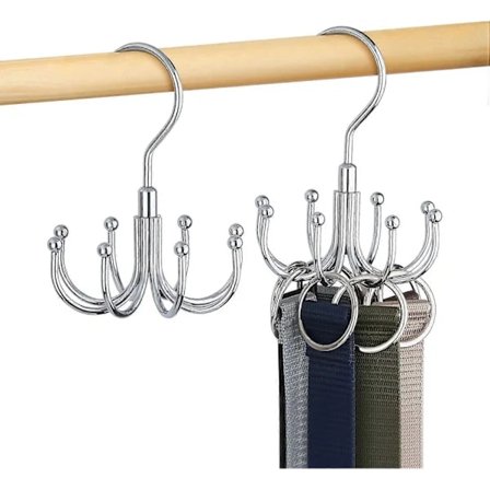 Bälteshängare, 2-pack roterande bältesorganisatör för garderob, tillbehörsställ, platsbesparande hängande förvaringskrok