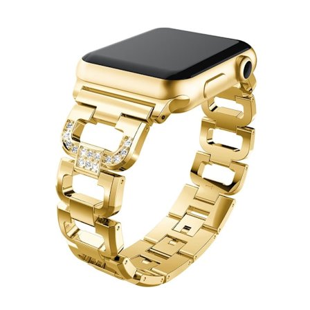 Rhinestone-metallrem Apple Watch 41mm Series 9 Guld