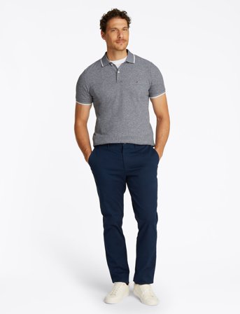 Tommy Hilfiger Linen Pique Reg Polo - Navy - M