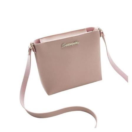 Kvinder solid lynlås skuldertaske Crossbody taske Messenger telefon mønt taske (pink)