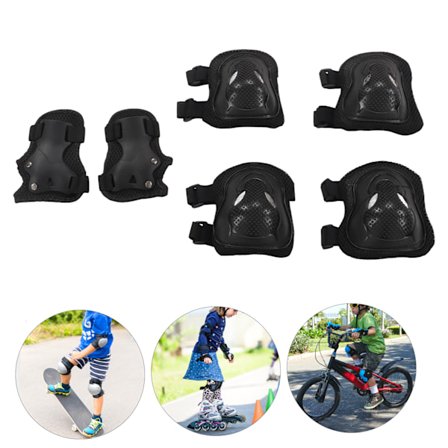 Beskyttelsessett for barn og voksne, kne-, albue- og håndleddsbeskyttere for rulleskøyter, 6 år og oppover