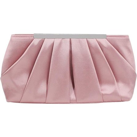 Rosa kvällsväska i satin för kvinnor Elegant plisserad kvällsväska i satin för kvinnor Silverbröllopshandväska - high quality