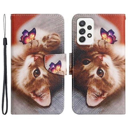 Wonderland Samsung Galaxy A33 5G Läppäkotelo - Perhonen And Kitten