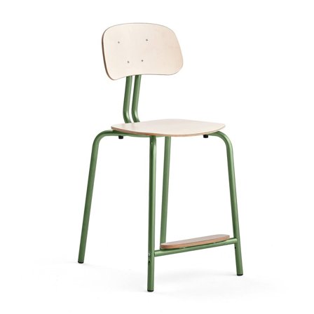 Classroom chair YNGVE, 4 legs, green, birch, H 610 mm