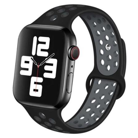 Apple Watch 38/40/41 Armband Silikon Sportarmband Svart Grå Svart