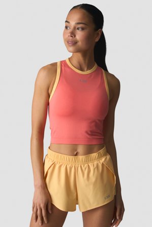 ICANIWILL - Mirage Seamless Cropped Tank Top Dark Pink Peach/Citrus - Damer - Træningstøj fra ICIW