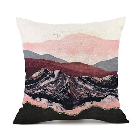 Maalattu maisemamaalauksen tyynynpäällinen, maisemamaalauksen tyynynpäällinen, aurinko ja kuu tyynynpäällinen tyyli1 45*45cm