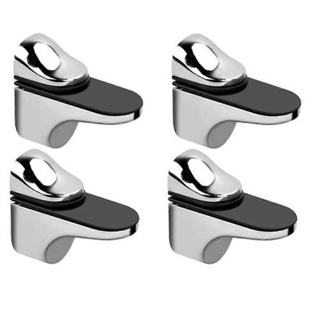 Glansig Behandling Justerbara Klammerfästen, Lättinstallerad Väggmontering för 3-21mm Glasshyllor, Högkvalitativt Rostfritt Stål, Set om 4 för 