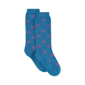 Kids - Gucci Pair of knee socks with lurex GG - Underwear - 31-33 EU - Blue