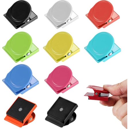 Magnetiska Clips - 10-pack - Flerfärgade Magnetiska Clips - Lämpliga för kylskåp, whiteboards, magnetiska tavlor - Kontor, hem, kök, skolor