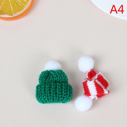 2 Stk Xmas Mini Skjerf Lue Dekor Dukke Klær Tilbehør Jul A4
