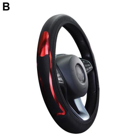 Universal 15" 38cm Pu Läder Auto Bilratt Svart Röd