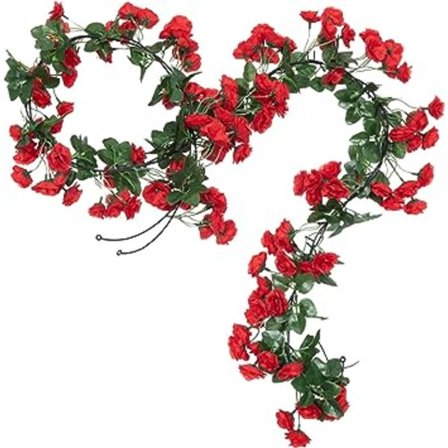 Kunstig rose-ranke (65 roser, rød rose-ranke Kunstig rose-ranke