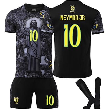 2025-2026 Brasilien Retro Special Edition Fodboldtrøje Nr. 7 Vinicius Nr. 10 Neymar Trøje Børnesæt Størrelse 10 sokker
