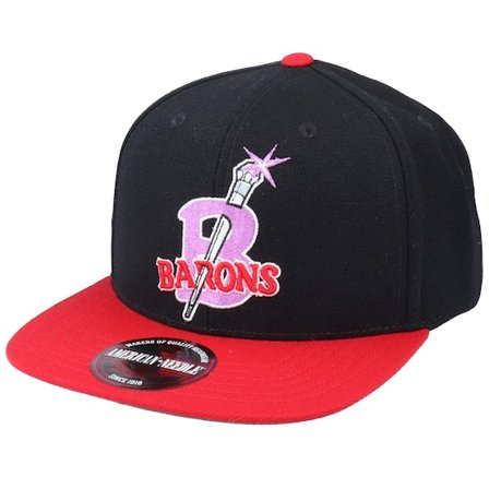 American Needle - Birmingham Black Barons 400 Series Black & Red Snapback Snapback Black Cap - @ Hatstore