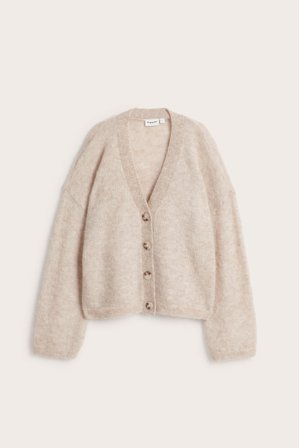 Kappahl | Stickad kofta i mohairmix | Melerad beige