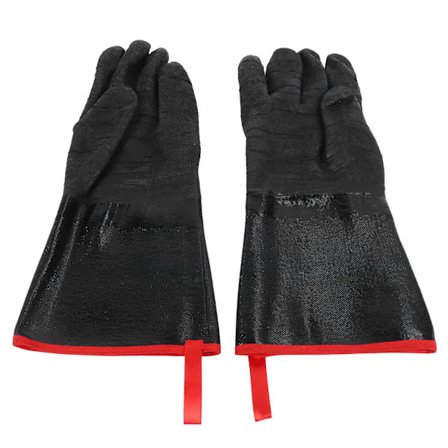 Højtemperaturbestandige BBQ Handsker 500°C Vandtætte Syre- og Alkaliresistente Sorte Havehandsker 35,5 cm