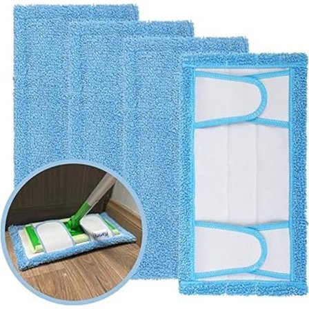 4-pakning gjenbrukbare moppeputer, 31,75 cm mikrofiber moppefyll vaskbar for harde gulv sokkelrengjøring, våt/tørr rengjøringspute [BR]