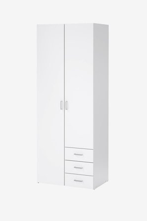 Tvilum - Space Garderob med 2 dörrar + 3 lådor (200) - Paket - Vit - Garderober - Från Homeroom