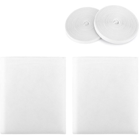 Valkoinen 2-osainen hyttysverkko ikkunaan 150x200 cm, erittäin hienosilmäinen verkko liimanauhalla - Yhteensopiva useimpien ikkunoiden kanssa