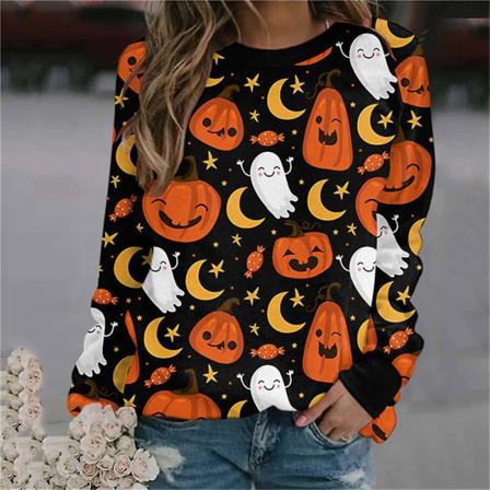 Naisten Halloween collegepaidat Kurpitsa Face Tanssi Luuranko Paita Pitkähihainen Villapaita Hauska Graafinen Neulepusero style 2 L