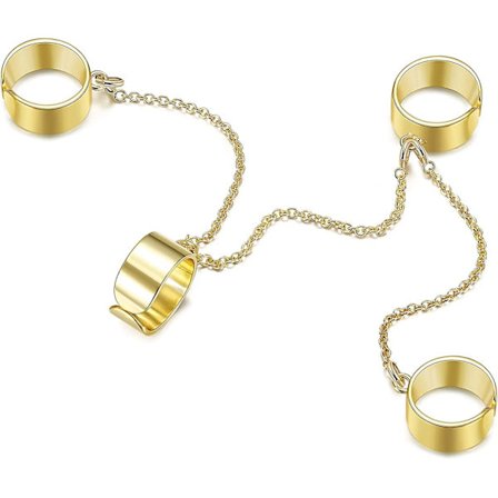 Gotiska punkringar med kedja för dam eller herr ring staplingsbar vintage set Knuckle hip hop