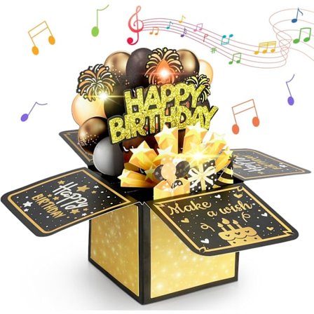 Pop Up Födelsedagspresent Gratulationskort Box, 30-årsdag 3D Pop Up Musikaliskt Gratulationskort med Kuvert, Coolt Pop Up Födelsedagskort