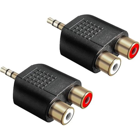 3,5 mm til RCA Splitter Adapter Guldbelagt 3,5 mm Han Stereo til 2 RCA Hun Jack Y Stik Audio Konverter Sort 2 stk