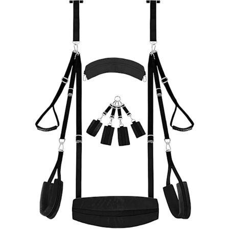 Swing Bondage s Kit - 2 i 1 Dør Swinger med Håndjern Håndledd & Lår Slave, Leker med Justerbare Stropper Lår Mansjetter Nakke til Ben, Voksen Leker 