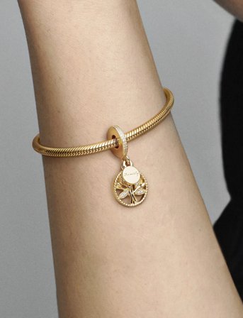 Pandora Family Tree 14K Gold-Plated Dangle With Clear Cubic Zirconia - Gold - ONE SIZE