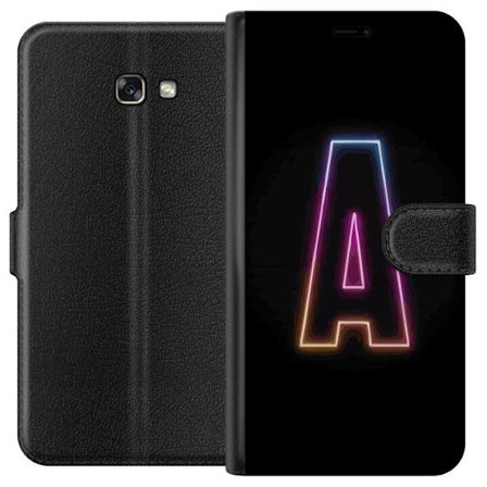 Kompatibel Tegnebogsetui til Samsung Samsung Galaxy A3 (2017) Minimalistisk neonbogstav A i regnbuefarvet lys mod sort baggrund i moderne typografisk