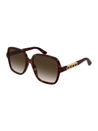 Gucci Full Rim Women's Sunglasses with a frame made of acetate in havana and lenses made of plastic in brown