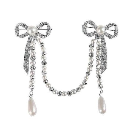 Dubbel Slipsbrosch Nål Slips Falsk Pärla