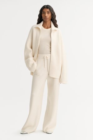 Soft Goat - Double knit pants - Women cashmere pants - L - Feather White