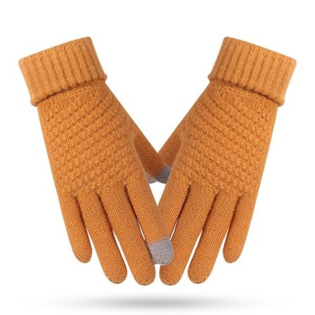 Vinter Touch-Handskar Dam Herr Varma Stretch Stickade Vantar Imitation