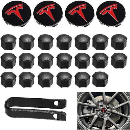 Aero Hjulkapselkit, hjulmutterkåpor Modell 3 Hjulkapselkit med Tesla Logo Navcentrumkåpa Mutterkåpor för Tesla Model 3 Model Y (svart)-Xin