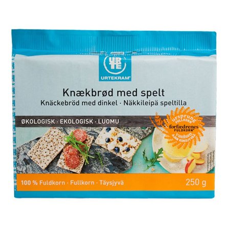 Urtekram Fuldkornsknækbrød m. spelt Ø 250 g, Helse & Madvarer, Brød, Kiks & Kager, Knækbrød
