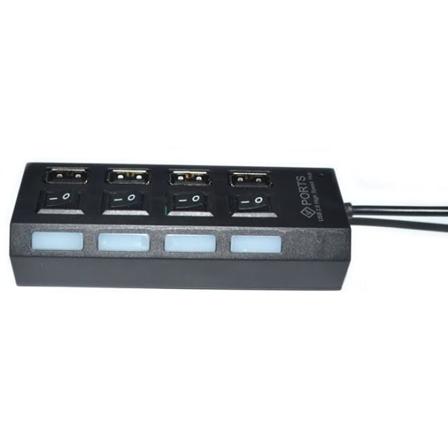 4 Portin USB-Hub 2.0 High Speed Hub On/Off -kytkin LED-valolla Musta