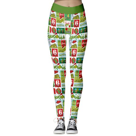 Grinch juleleggings med høj talje til kvinder Yoga Tight julegave C(yh)