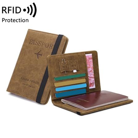RFID Tyverisikret Pensel Paspose Tikket Dokument Opbevaringspose Enkel Mode Kortpose Multifunktionel Rejse Pas Holder Coffee