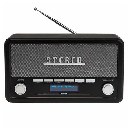 Denver Retro-radio med bluetooth og alarm - mørkegrå